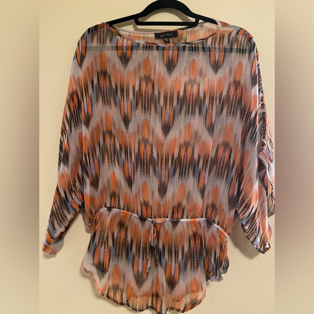 Sheer Chiffon wide sleeve blouse